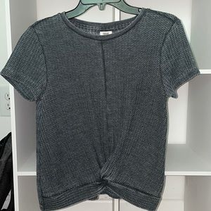 Gray waffle knit top